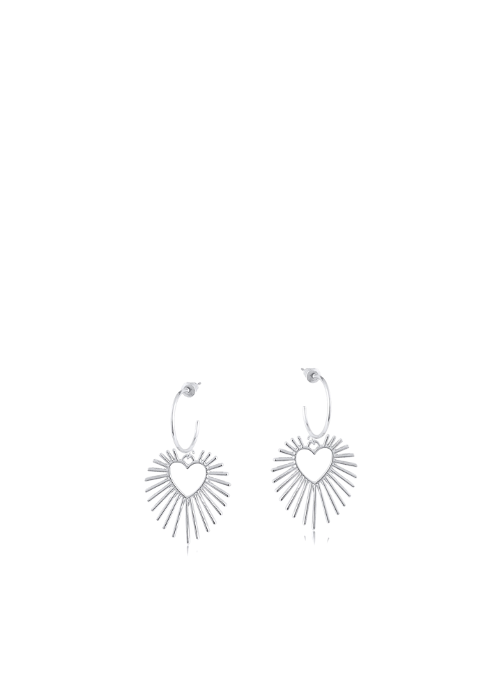 Selena Sunburst Hoop Earrings in Silver from Big Metal