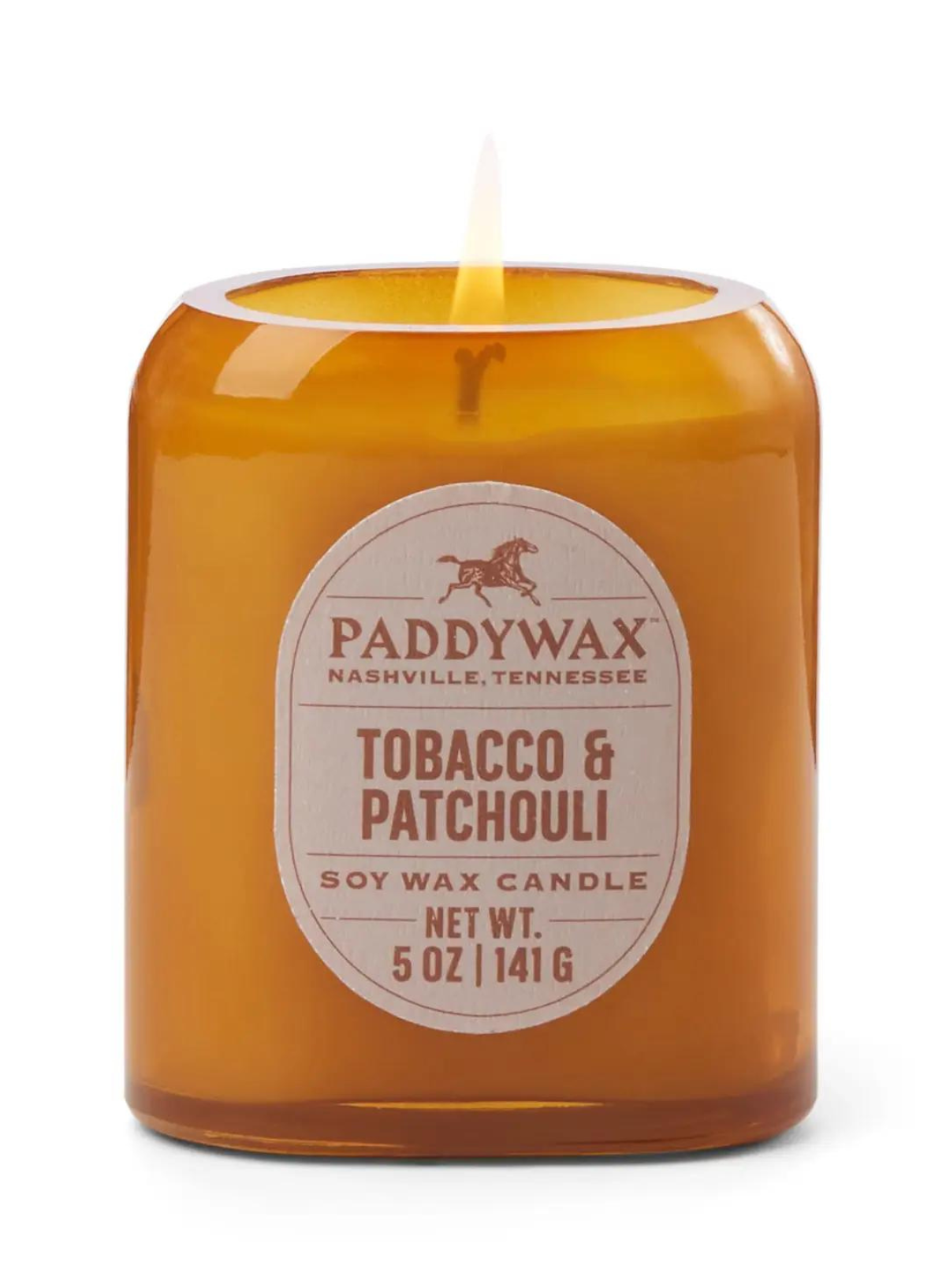 Vista Glass Candle in Tobacco & Patchouli 5oz from Paddywax