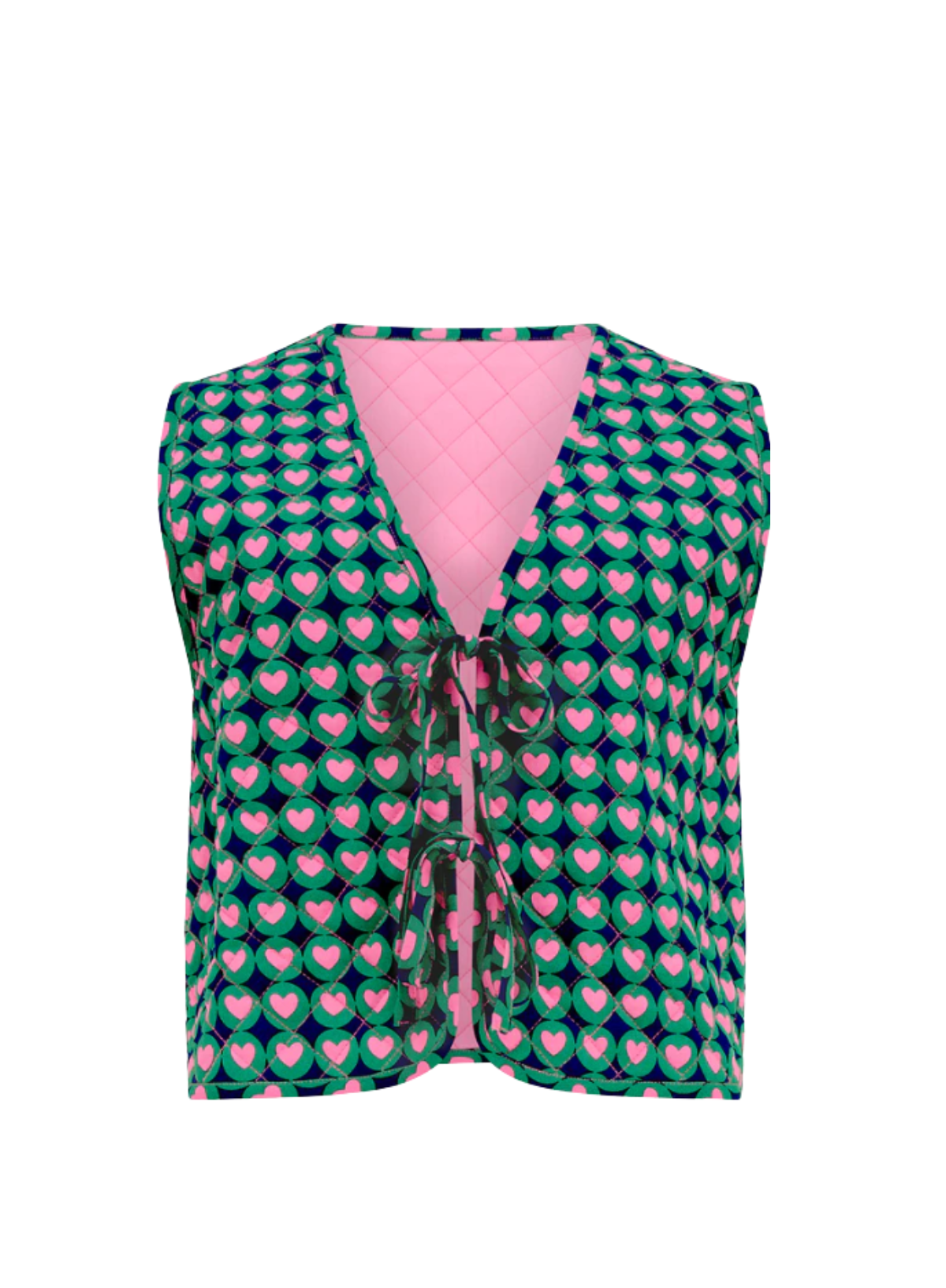 Sugarhill Vander Navy Heart Quilted Waistcoat