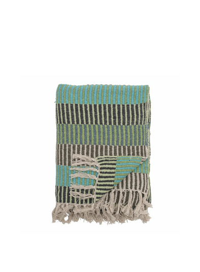 Isnel Recycled Cotton Throw Blue from Bloomingville