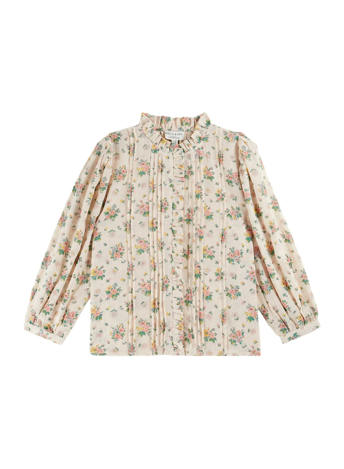 Begonia Printed Ruffled Blouse in Rose Print from Emile & Ida