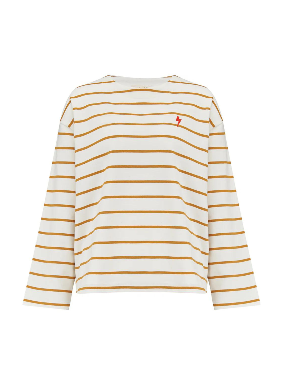 Billie Breton Top in Off White/Tan Lightning Strike from Sugarhill