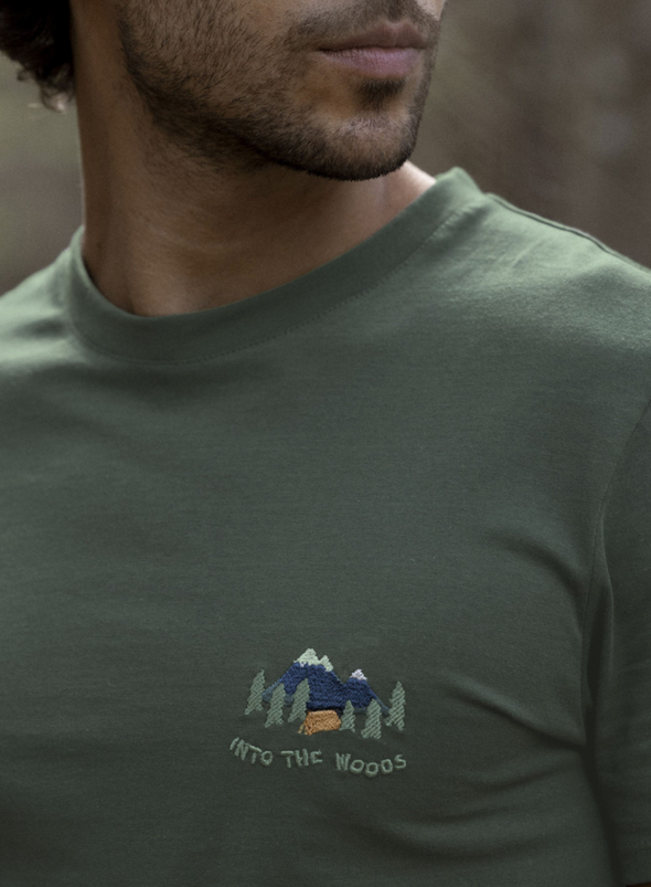 Arcy Cotton T-Shirt Woods in Dark Green from Faguo