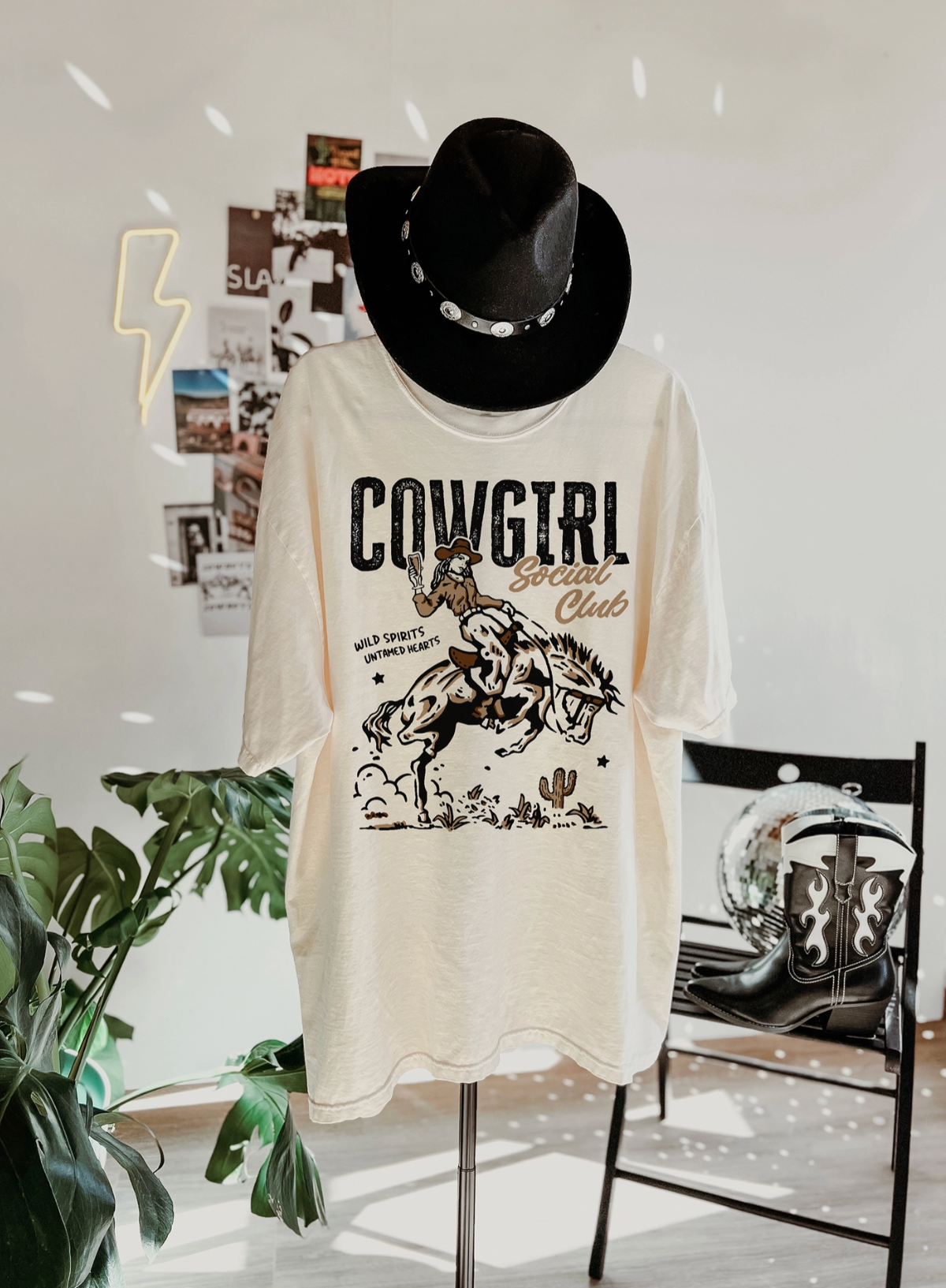 Alley & Rae Cowgirl Social Club Tee in Ivory