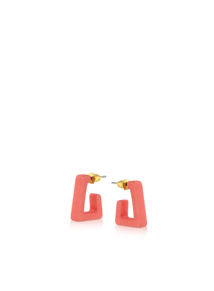 Anastasia Tiny Square Earrings in Pink from Big Metal