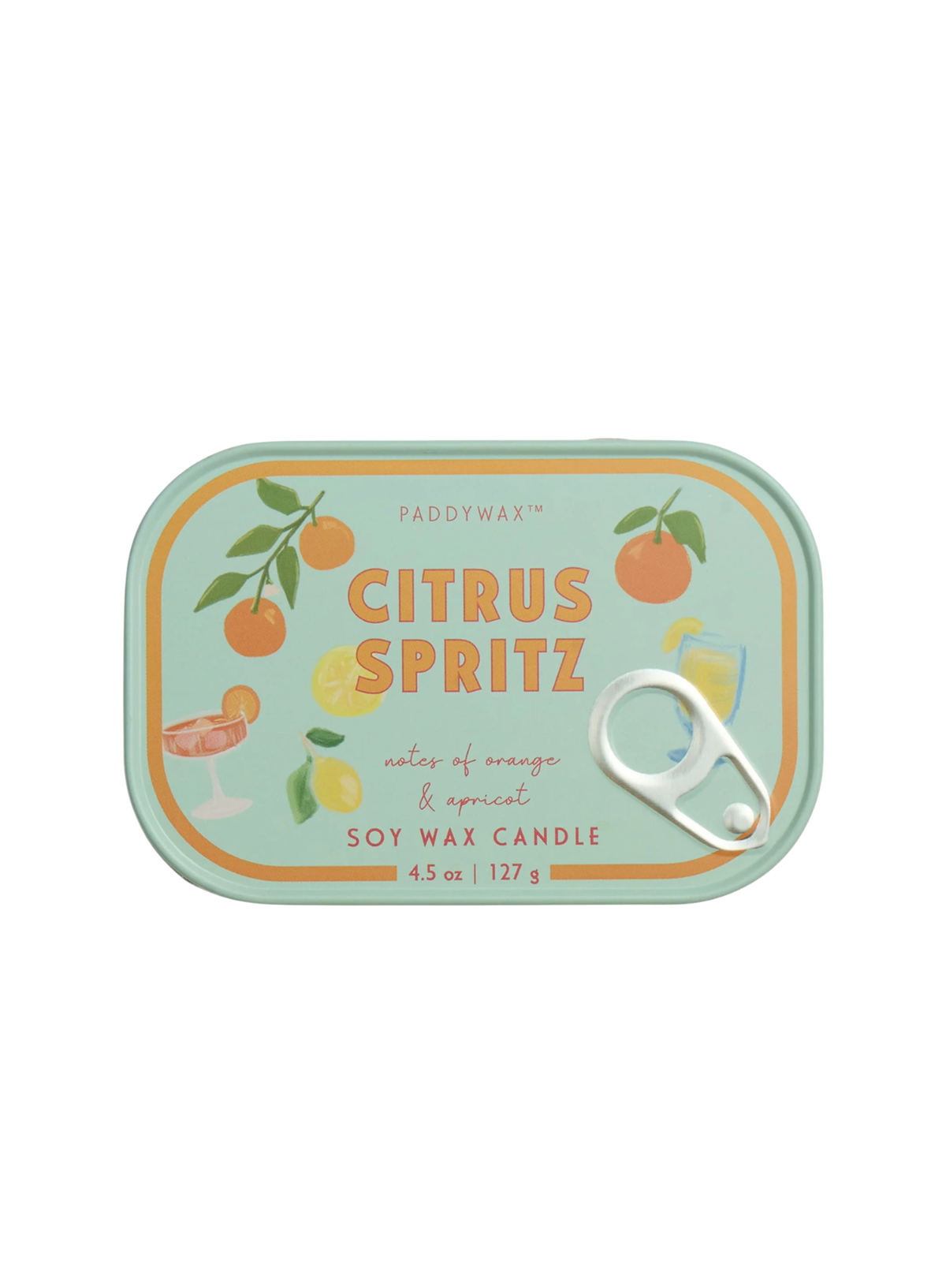 Paddywax 4.5oz Bistro Printed Tin - Orange Citrus Spritz