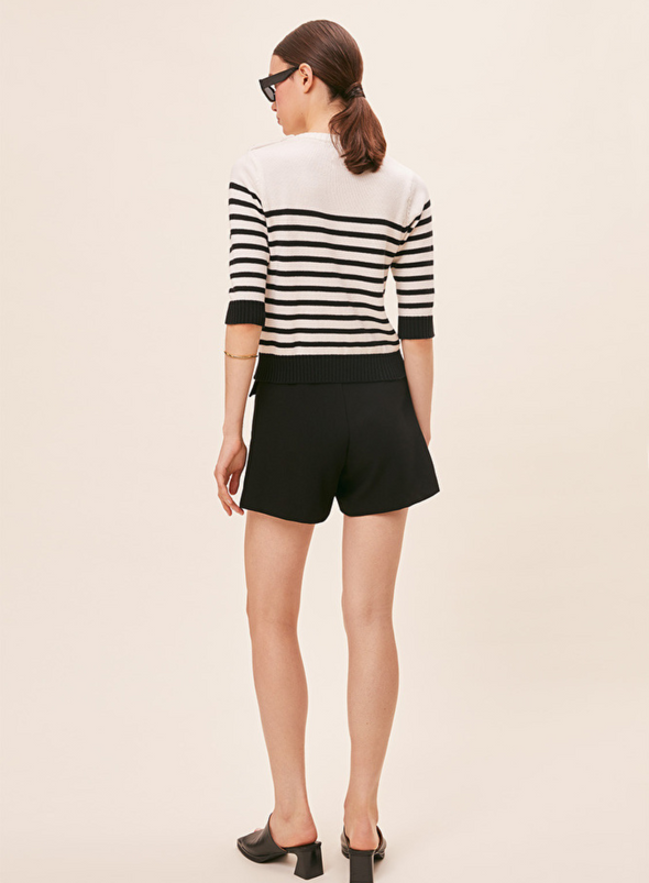 Peroza Knit 3/4 Sleeve Top in White Stripes from Suncoo