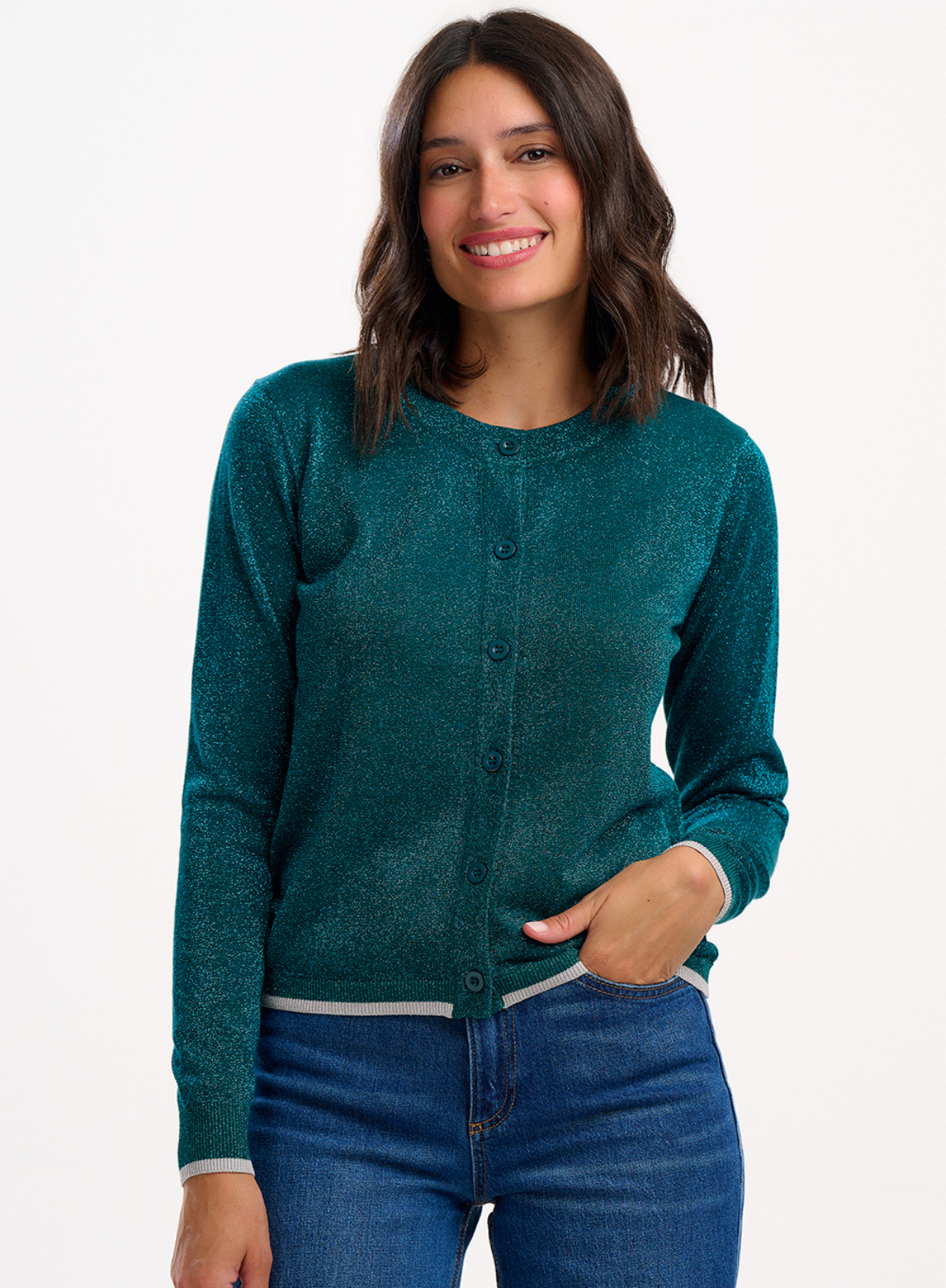 Sugarhill Brighton Ophilia Cardigan in Teal Sparkle