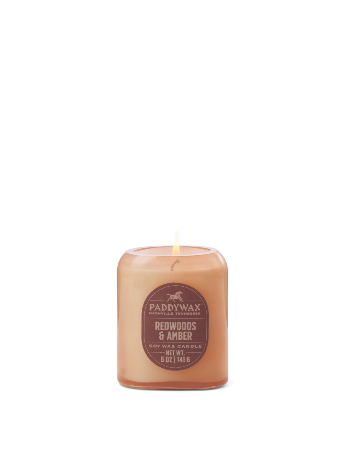 Vista Glass Candle Rusty Pink in Redwoods & Amber 5oz from Paddywax