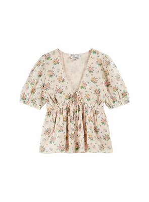 Borica Printed Embroidered Blouse in Rose Printemps from Emile & Ida