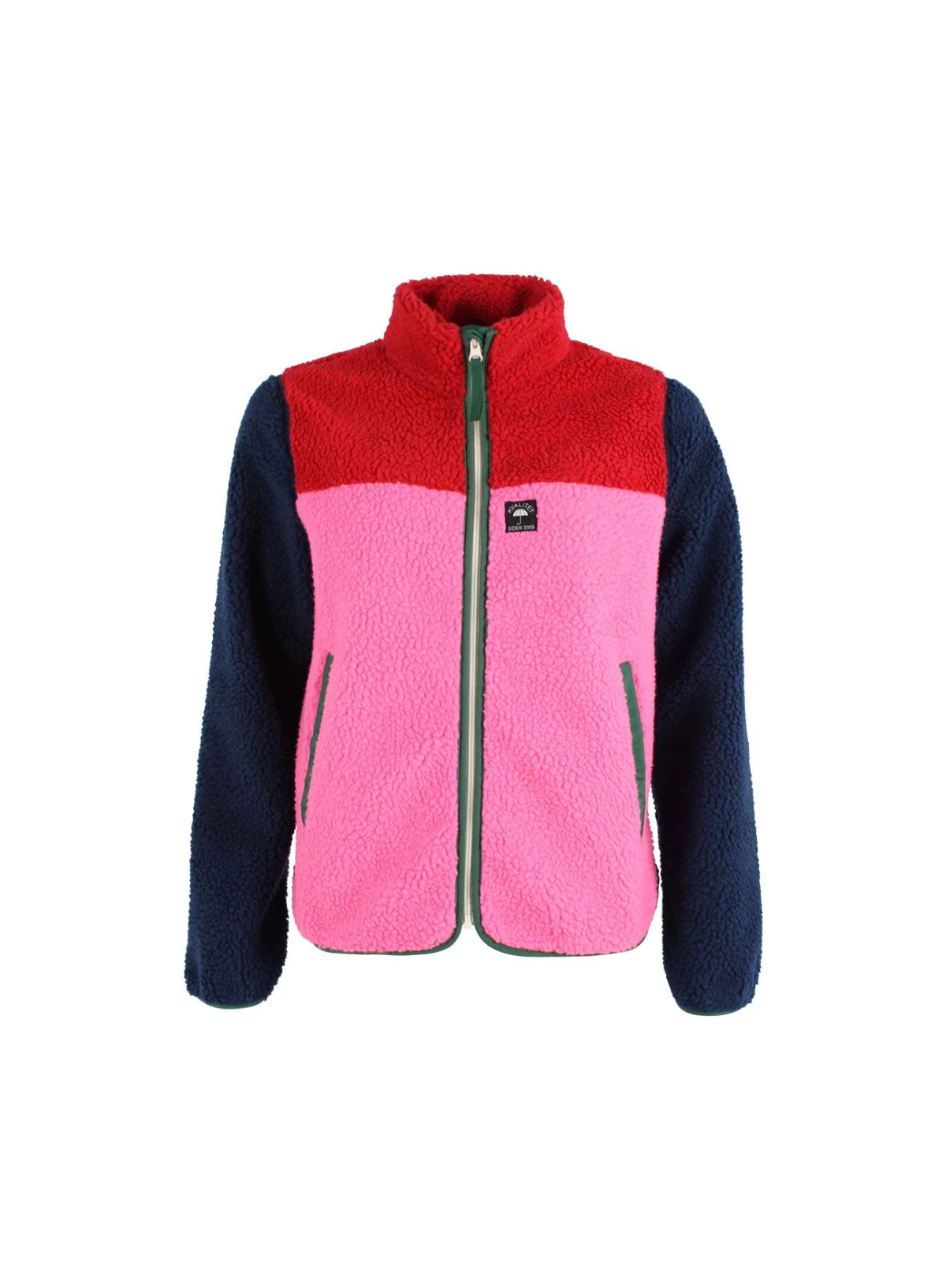Danefae Dane Birk Fleece Zip-Up in Dark Red, Navy, Spicy Pink and dark Pine