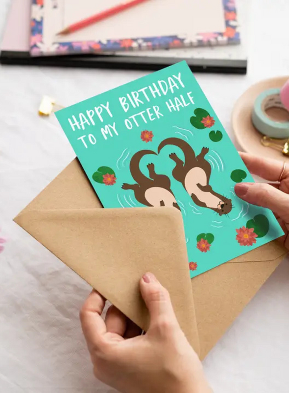 Otter Half Birthday Card from Tikkled Pink