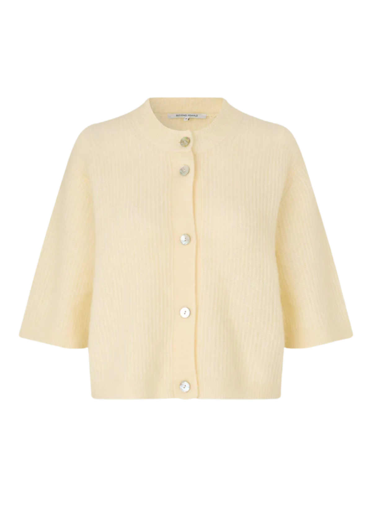 Second Female Andrea Knit Rib Cardigan in Alabaster Gleam