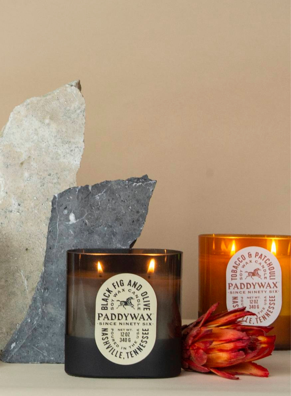 Vista Glass Candle Amber in Tobacco & Patchouli 12oz from Paddywax