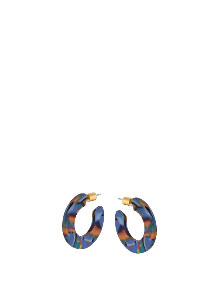 Celine Flat Hoop Earrings in Blue Orange from Big Metal