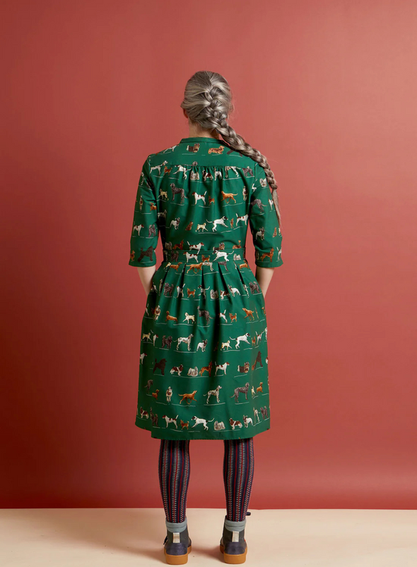 Cynthia Dress in Green Porcelain Dogs from Palava