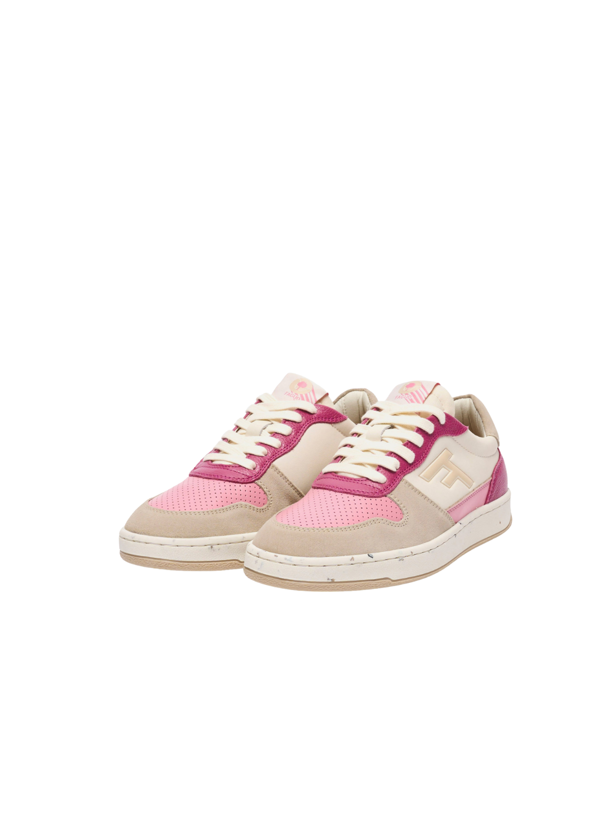 Faguo Alder Pink Ecru Leather Trainers