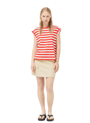 Cap Sleeve T-Shirt in Red & White Stripes from Compañia Fantastica
