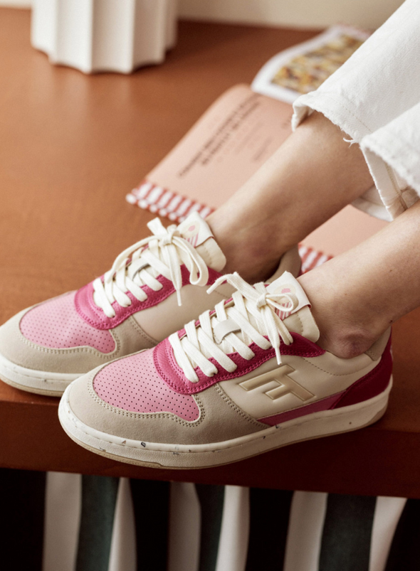 Alder Leather Trainers in Pink + Ecru from Faguo
