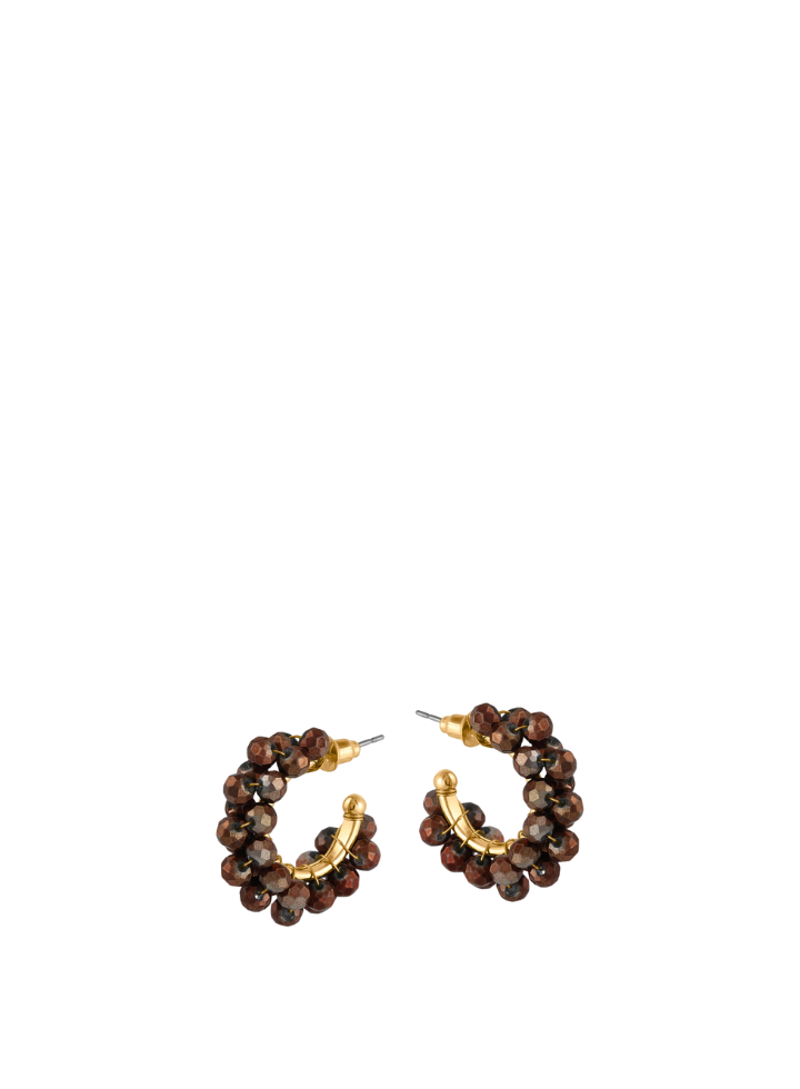Marina Cluster Beaded Hoop Earrings in Champagne from Big Metal