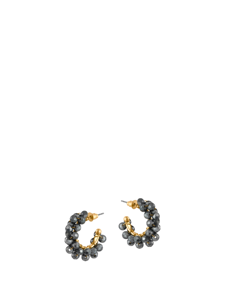 Marina Cluster Beaded Hoop Earrings in Silver from Big Metal