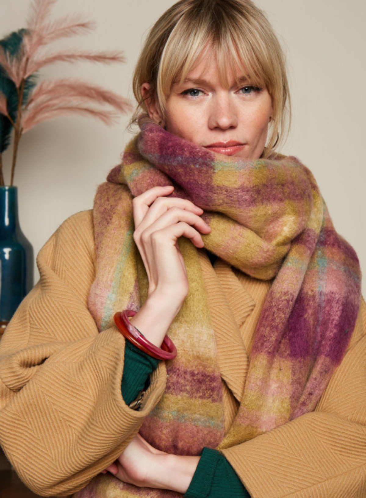 Scarf Check in Chartreuse Yellow from King Louie