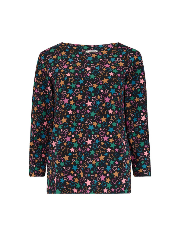 Noor Jersey Top in Black/Multi Star Cluster from Sugarhill