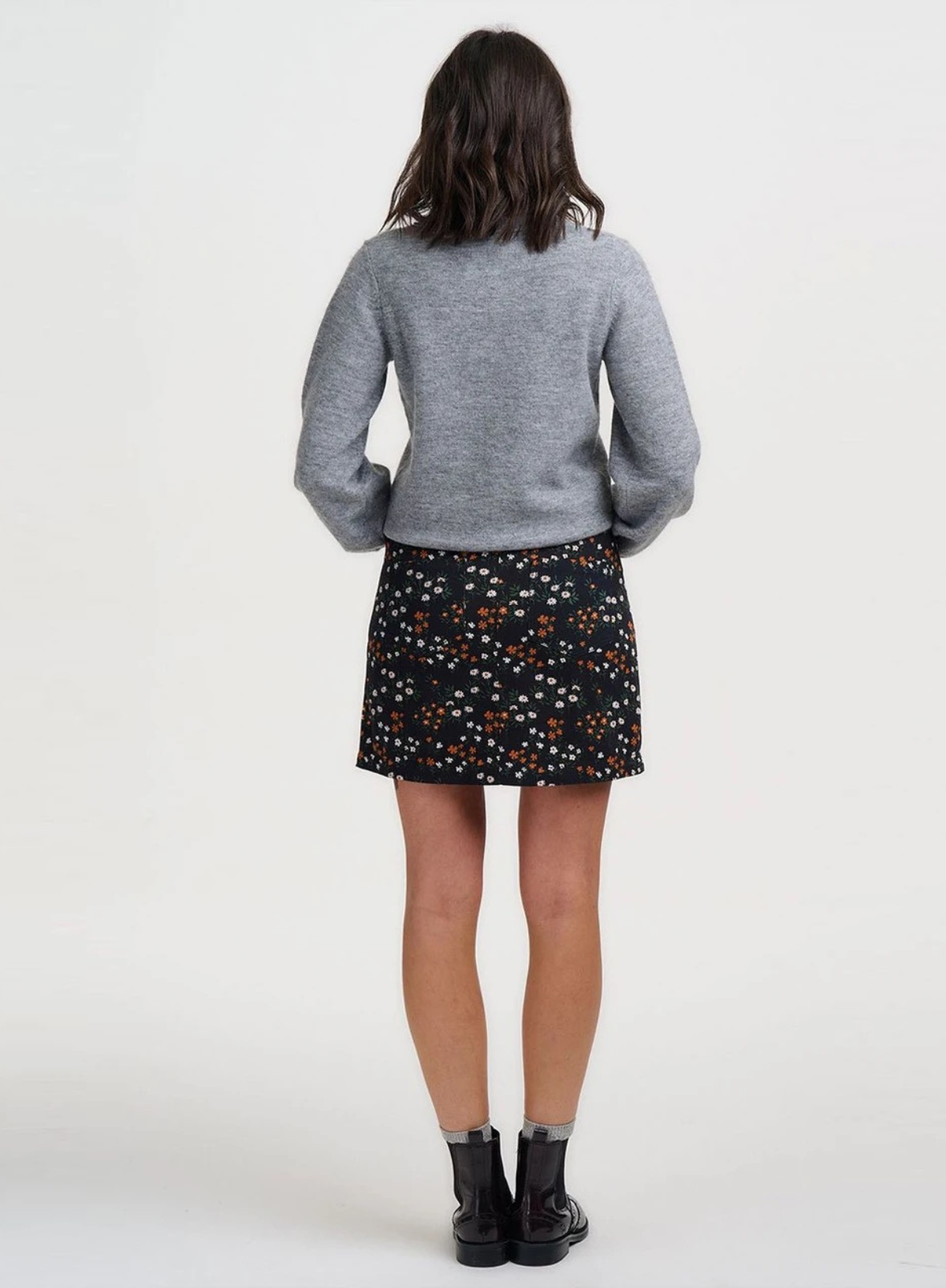 SugarhillI Alice Mini Skirt in Black Burnt Ditsy Floral