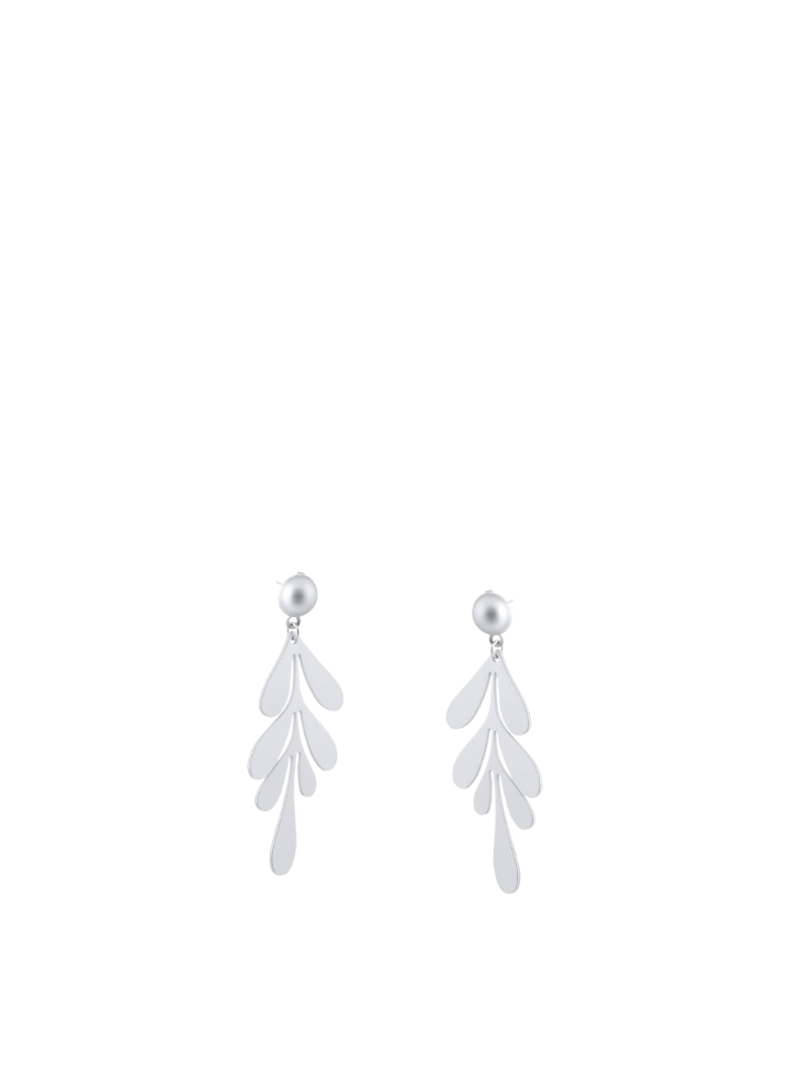 Selena Leaf Statement Drop Earrings in Silver from Big Metal