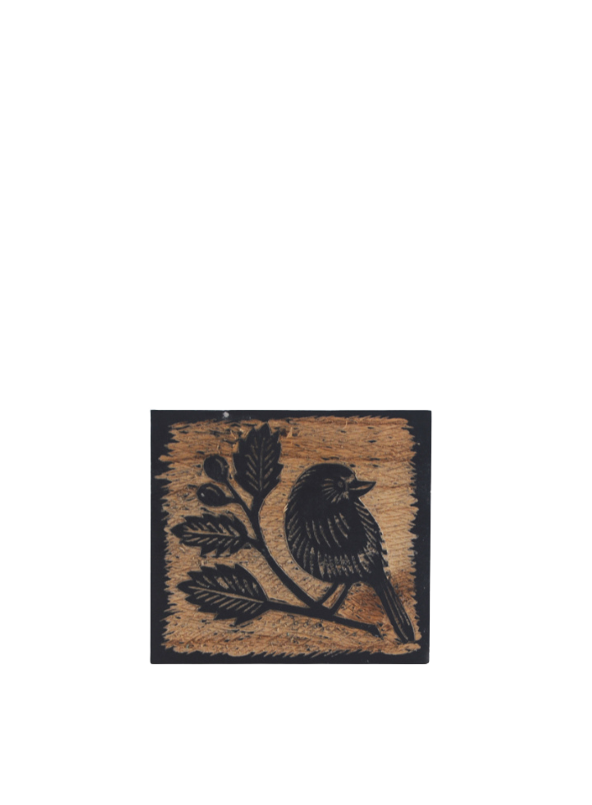 East of India Wood block Robin & rosehip