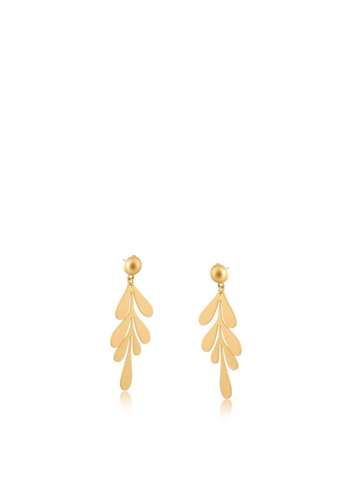 Selena Leaf Statement Drop Earrings in Gold from Big Metal