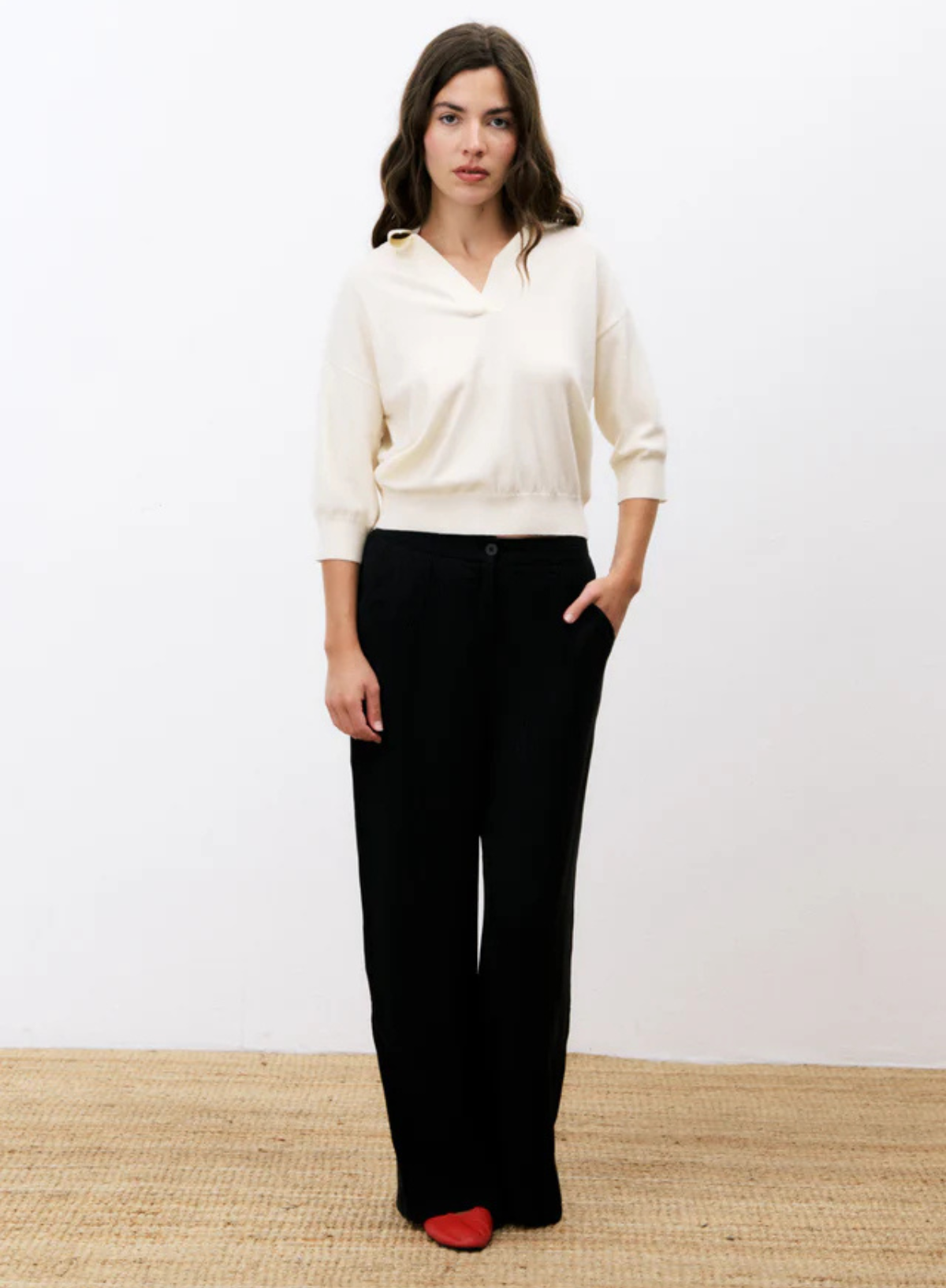 Plume Knit Top in Creme from FRNCH