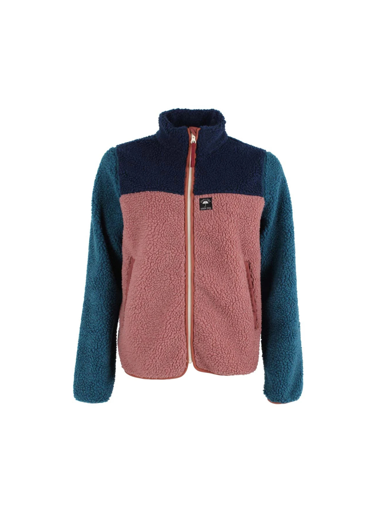 Danefae Dane Birk Fleece Zip-Up in dark Navy/Slate/ Rose Beige