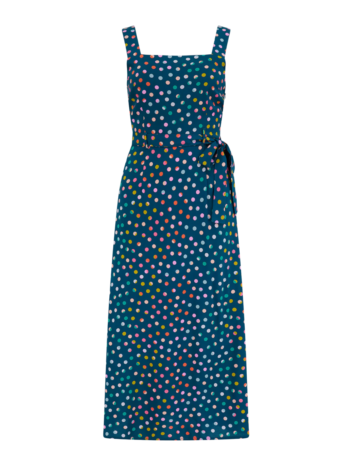 Sugarhill Elva Midi Sundress Petrol Navy, Rainbow Marbles