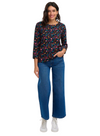 Noor Jersey Top in Black/Multi Star Cluster from Sugarhill