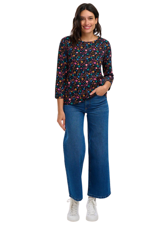Noor Jersey Top in Black/Multi Star Cluster from Sugarhill