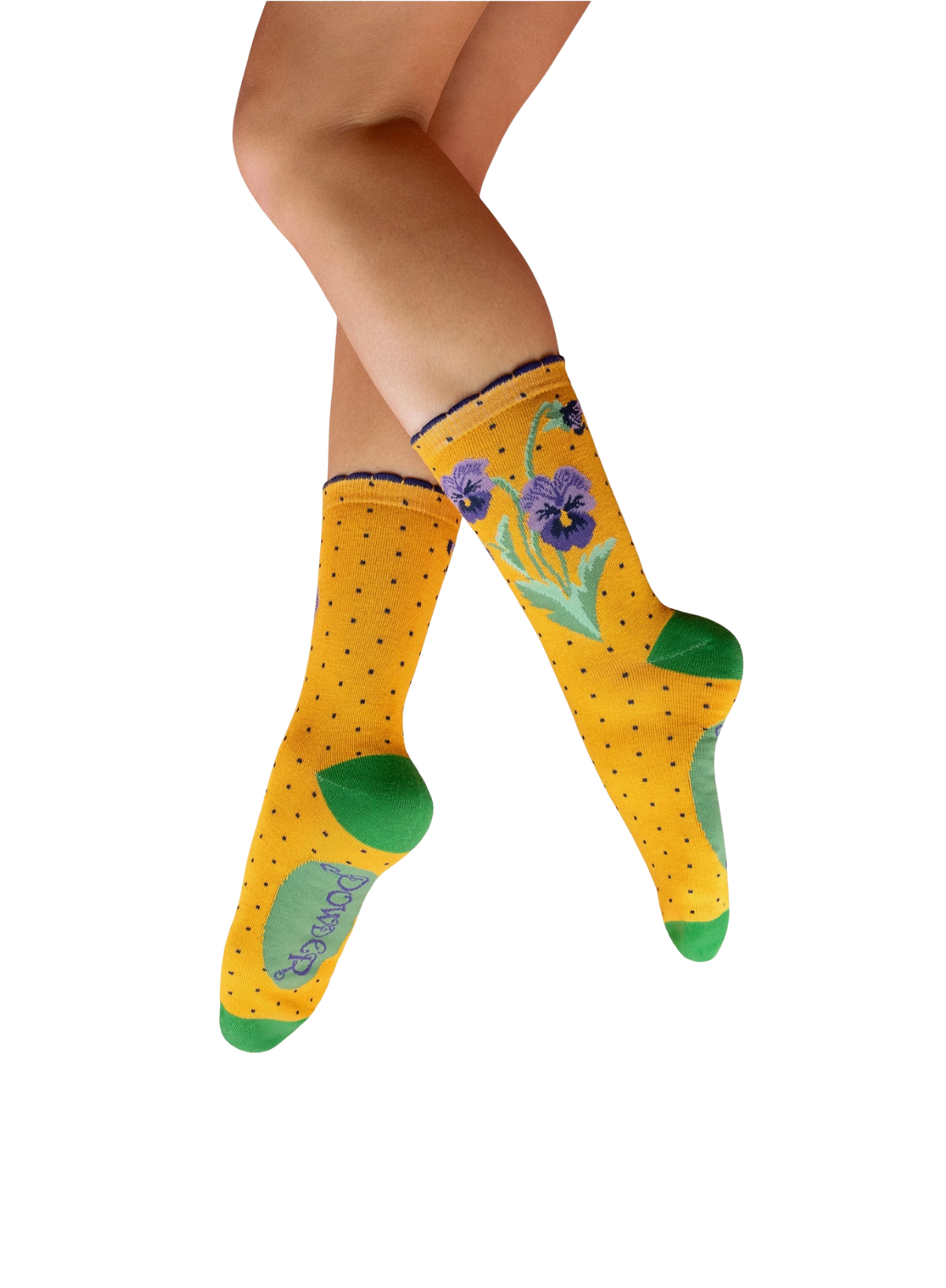 Powder Design Ladies Ankle Socks - Perfect Pansies in Yellow