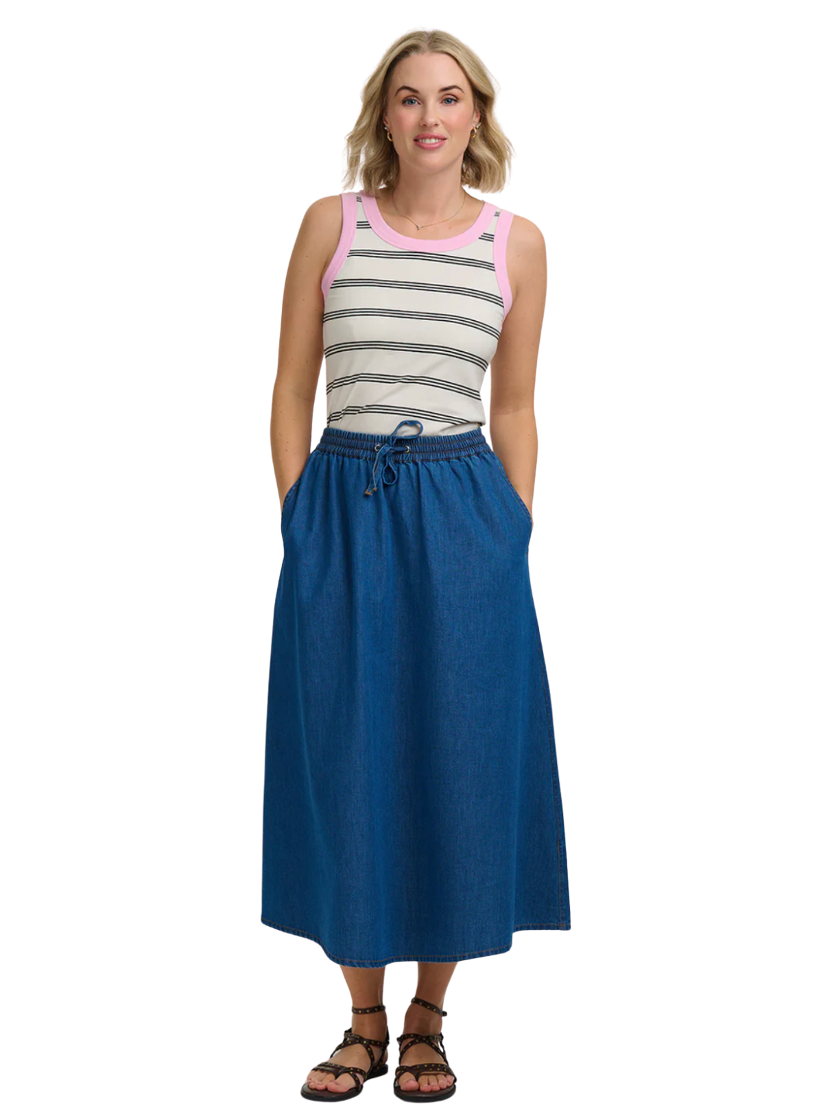 Sugarhill Allegra Midi Skirt in Denim