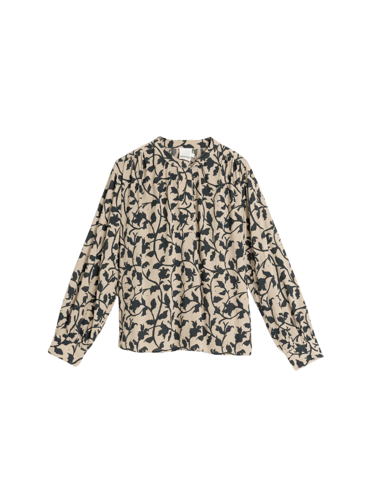 Floral Print Shirt in Beige & Black from Indi & Cold