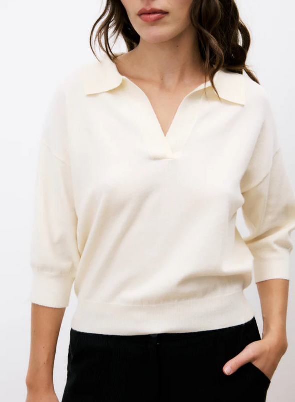 Plume Knit Top in Creme from FRNCH