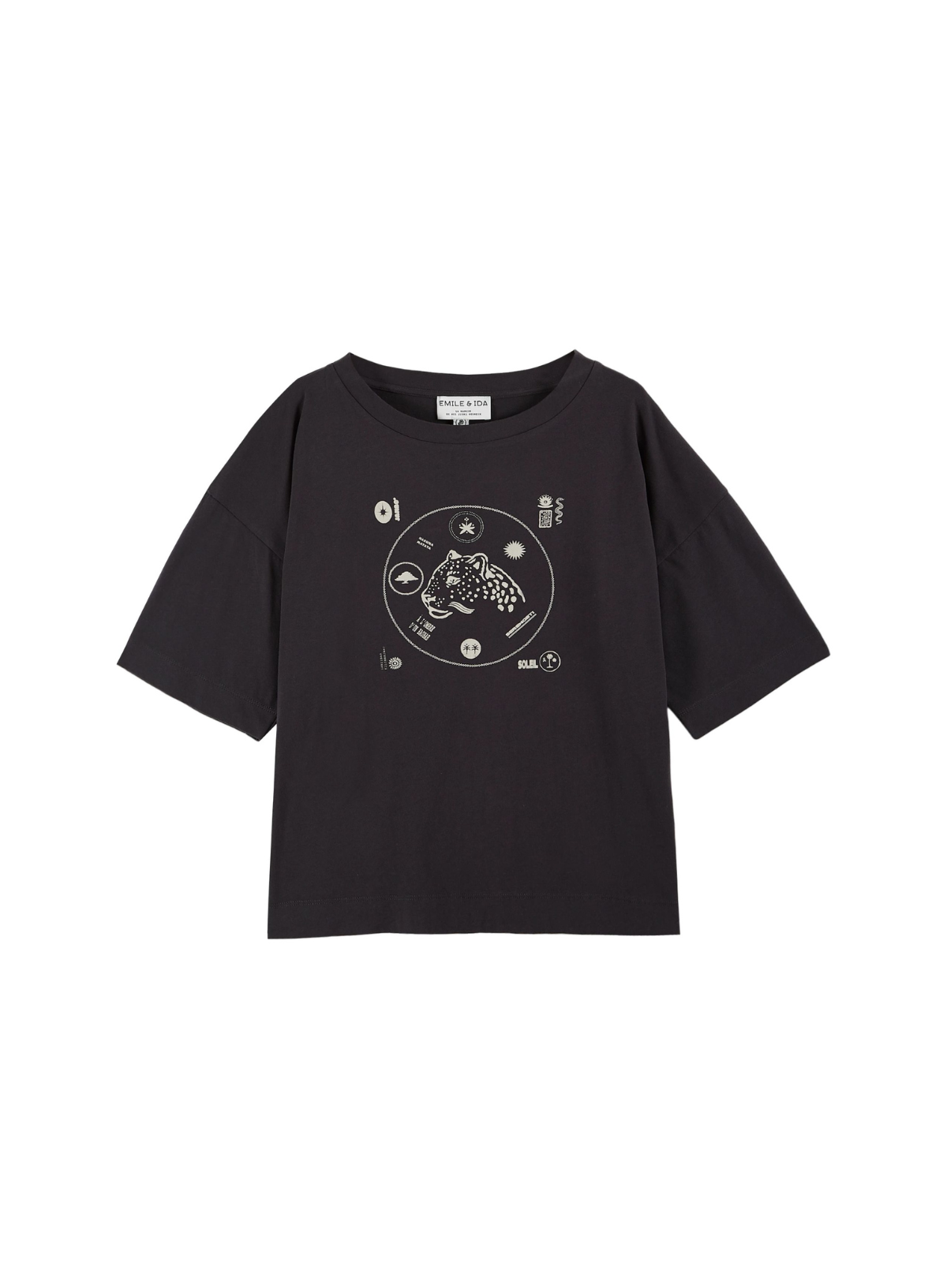 Bandy Printed T-Shirt in Carbon from Emile & Ida