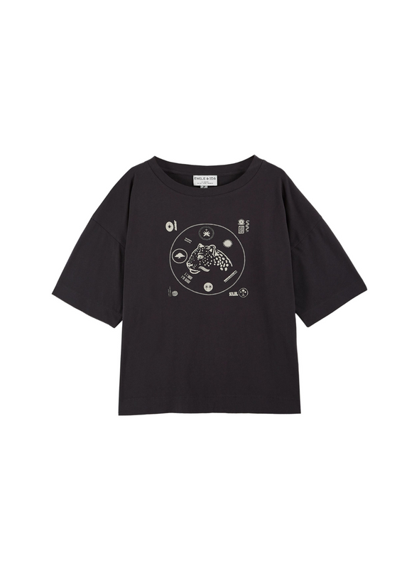 Bandy Printed T-Shirt in Carbon from Emile & Ida