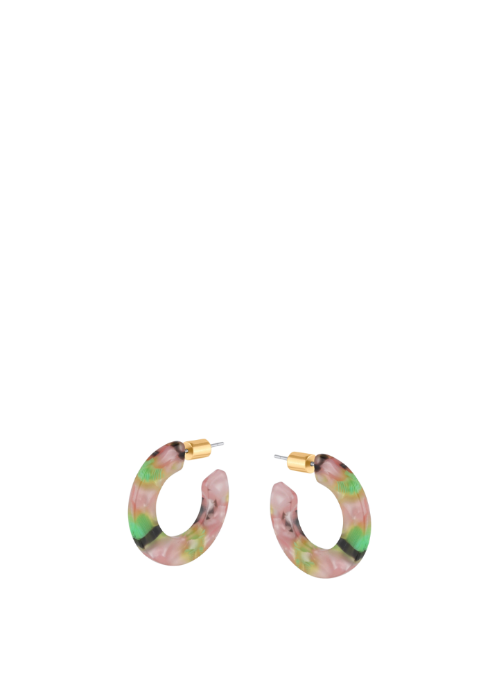 Ilona Resin Hoop Earrings in Pink from Big Metal