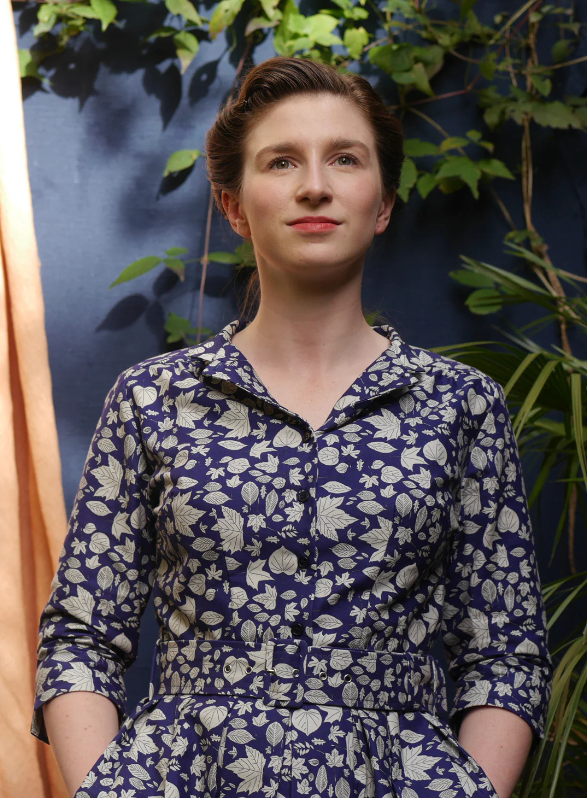 Cynthia Dress in Navy Leaves from Palava