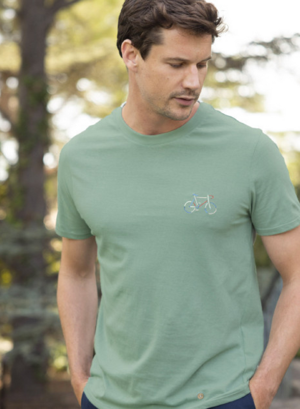 Arcy Cotton T-Shirt in Green Bike from Faguo
