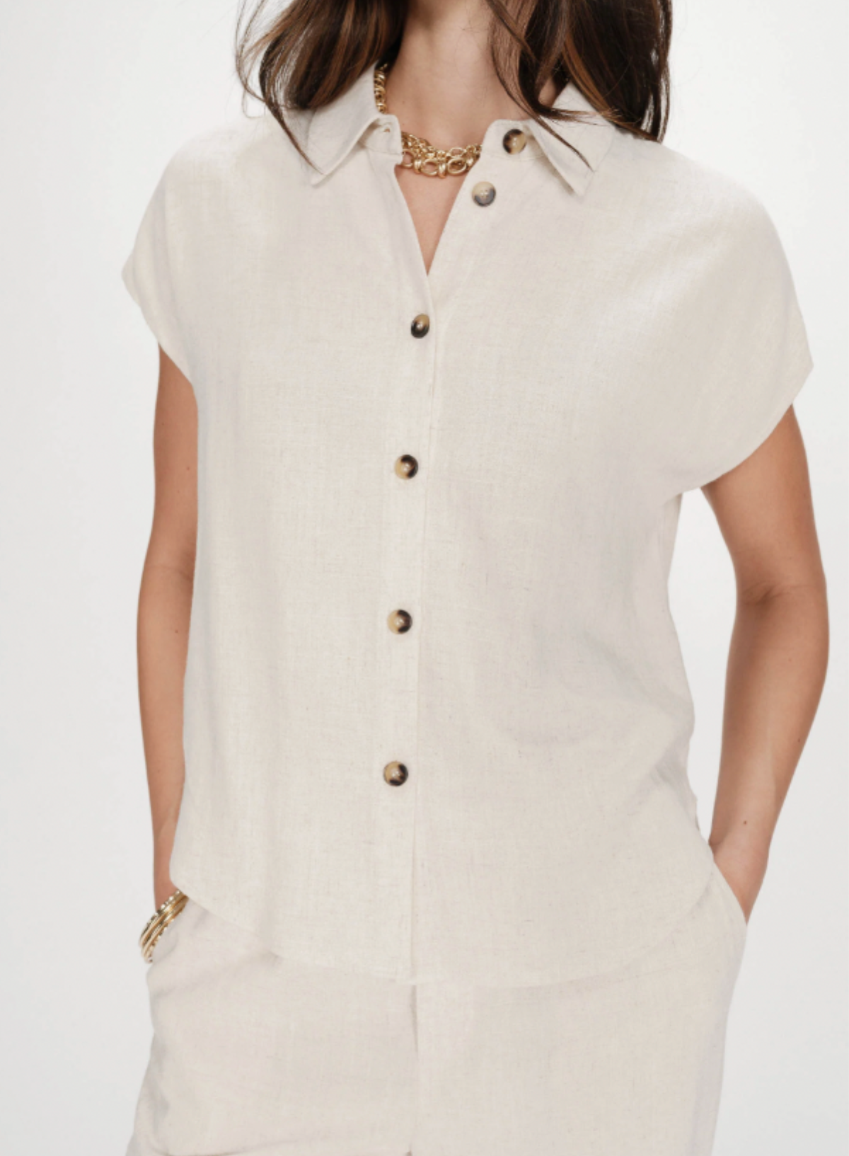 Grace & Mila  Perez Linen Shirt in Sable