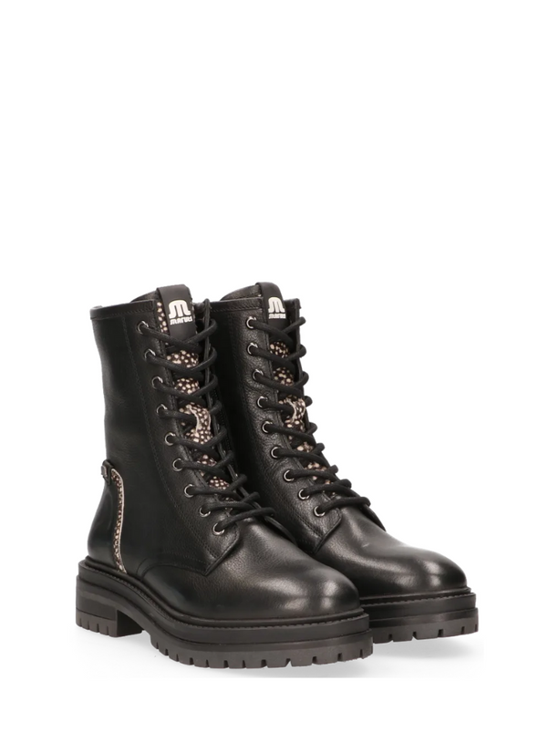 Bonnie Leather Boots in Black/Pixel Black from Maruti