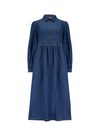 Kirsty Midi Smock Dress in Mid-Blue Denim from Sugarhill