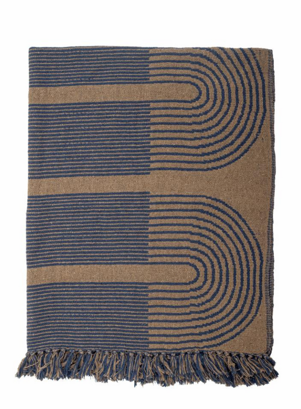 Tiffanie Blue Recycled Cotton Throw from Bloomingville