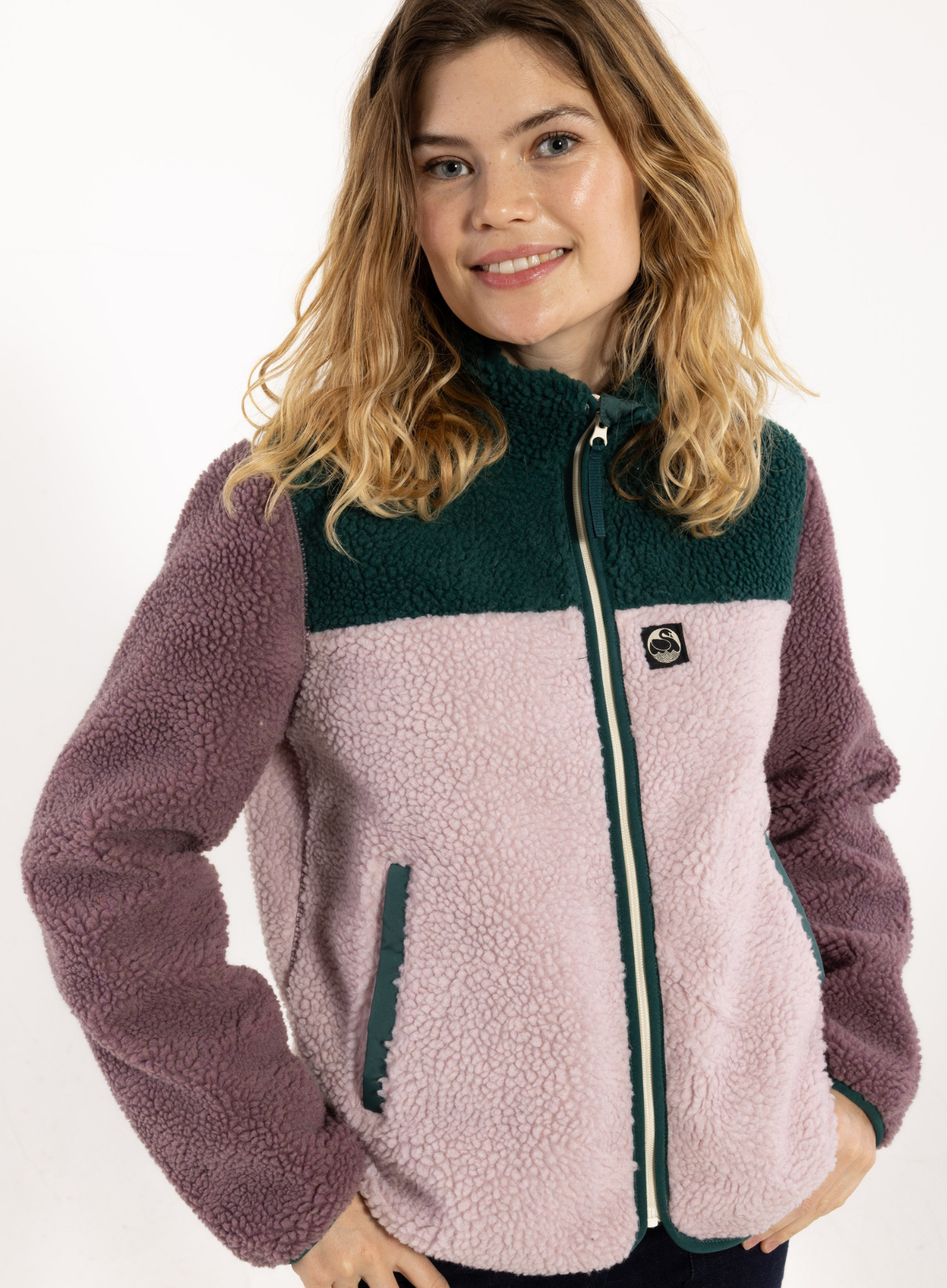 Danefae Dane Birk Fleece Zip-Up in Canard/Pink/Grey